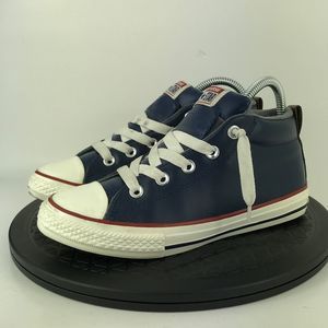 Converse All Star Junior Street Blue Leather Shoes 658103C Youth Size 3.5Y